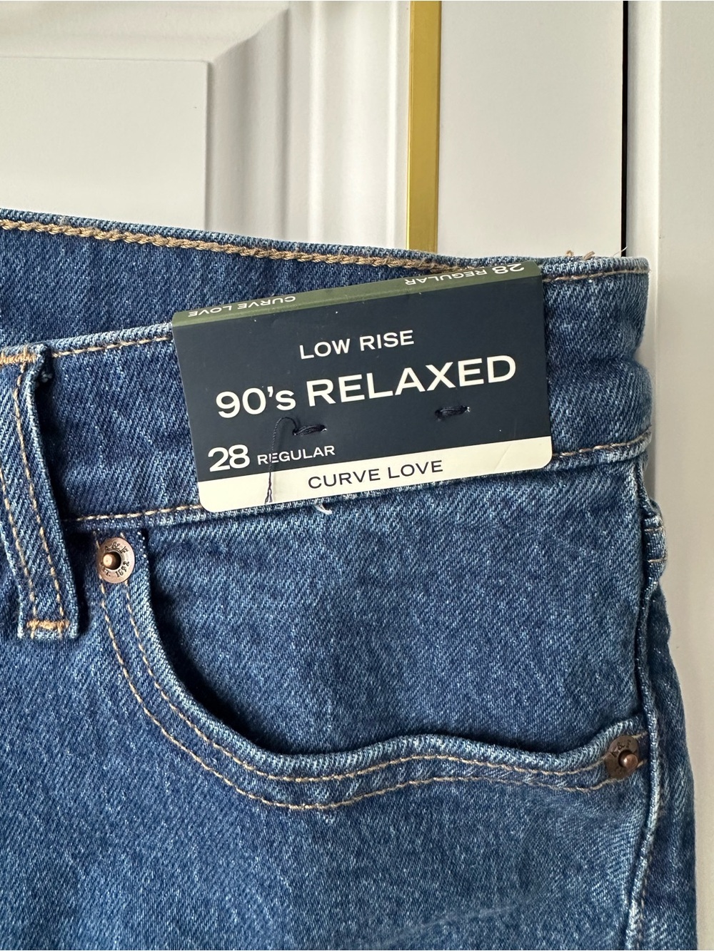Abercrombie & Fitch Size 28 Curve Love Low Rise 90s Relaxed Jean in Dark Marble - Picture 7 of 9